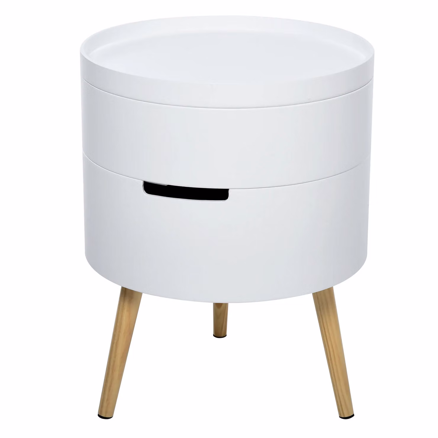 HOMCOM Round Side Table with Detachable Tray in White – 2