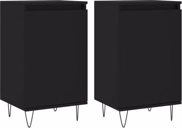 Berkfield Home Set of 2 Modern Black Sideboards in Matt Engineered Wood, W/D/H: 40 x 35 x 70 cm