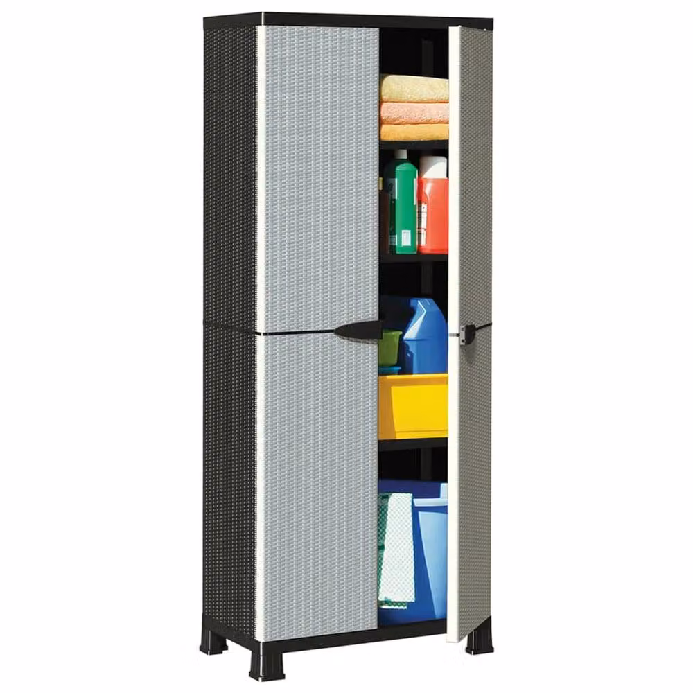 Berkfield Home Grey Plastic Cabinet with Rattan Design, W/D/H: 68 x 39 x 171.5 cm – 2