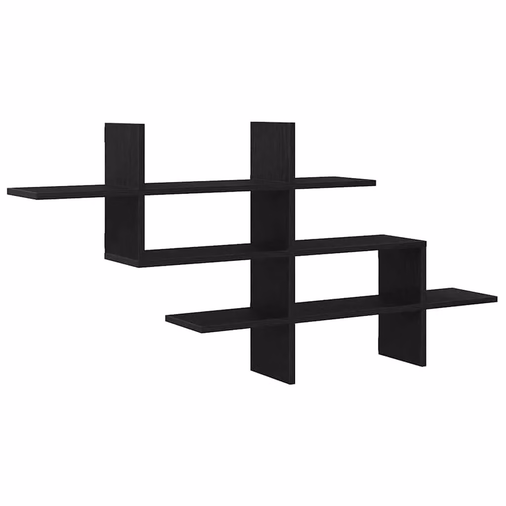 Berkfield Home Wall Mounted Shelf in Black Oak, W/D/H: 124.5 x 18 x 60.5 cm – 2
