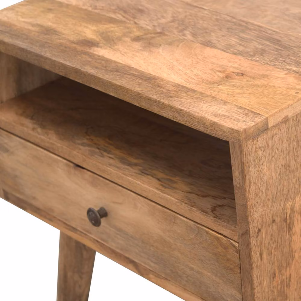 Wyld Haus Modica Rustic Mango Wood Bedside Table with Open Shelf, Brown, W/D/H: 35 x 45 x 57 cm – 4