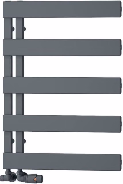 Bathroom Kingdom Carpena Anthracite Designer Flat Panel Aluminium Heated Towel Rail, Grey, H: 71 cm, W: 50 cm
