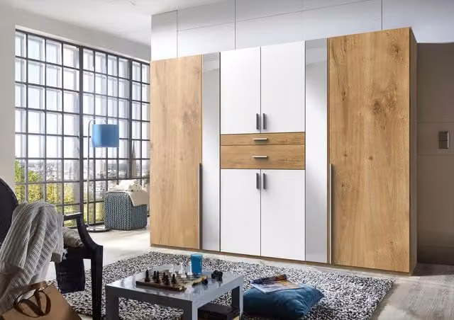 Odessa 6 Door Modern Wardrobe in Planked Oak