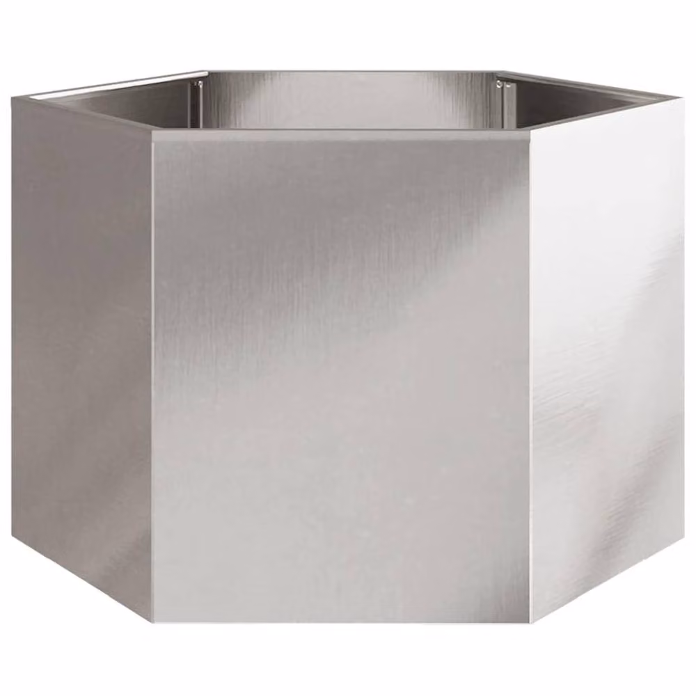Berkfield Home Durable Hexagon Garden Planter Tub in Silver Stainless Steel, W: 69 cm, D: 60 cm, H: 45 cm – 3