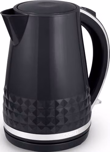 Tower Solitaire Kettle in Black with Chrome Accents, 1.5L, 3kW, with Limescale Filter and Stainless Steel Elements