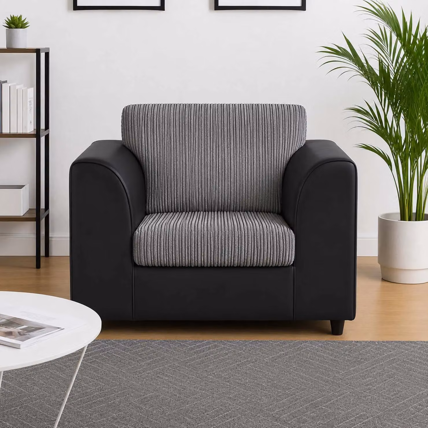 Luxor Living Grey Jumbo Cord Fabric Armchair with Armrests – 2