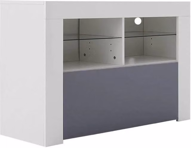 SPETLEK Modern Grey and White TV Unit Stand Cabinet