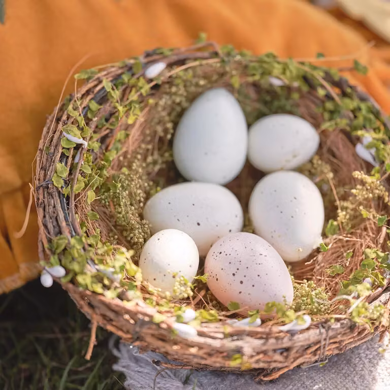 Lights4fun Multicolour Artificial Easter Egg Nest Spring Tabletop Decoration, H 15 cm x W 15 cm x D 15 cm