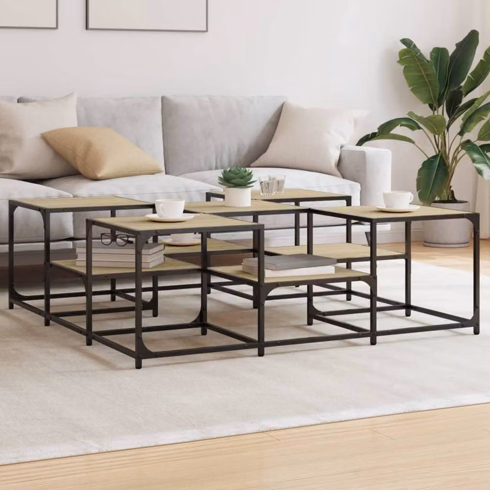 Berkfield Home Sonoma Oak Coffee Table in Beige, W/D/H: 121 x 121 x 40 cm – 2