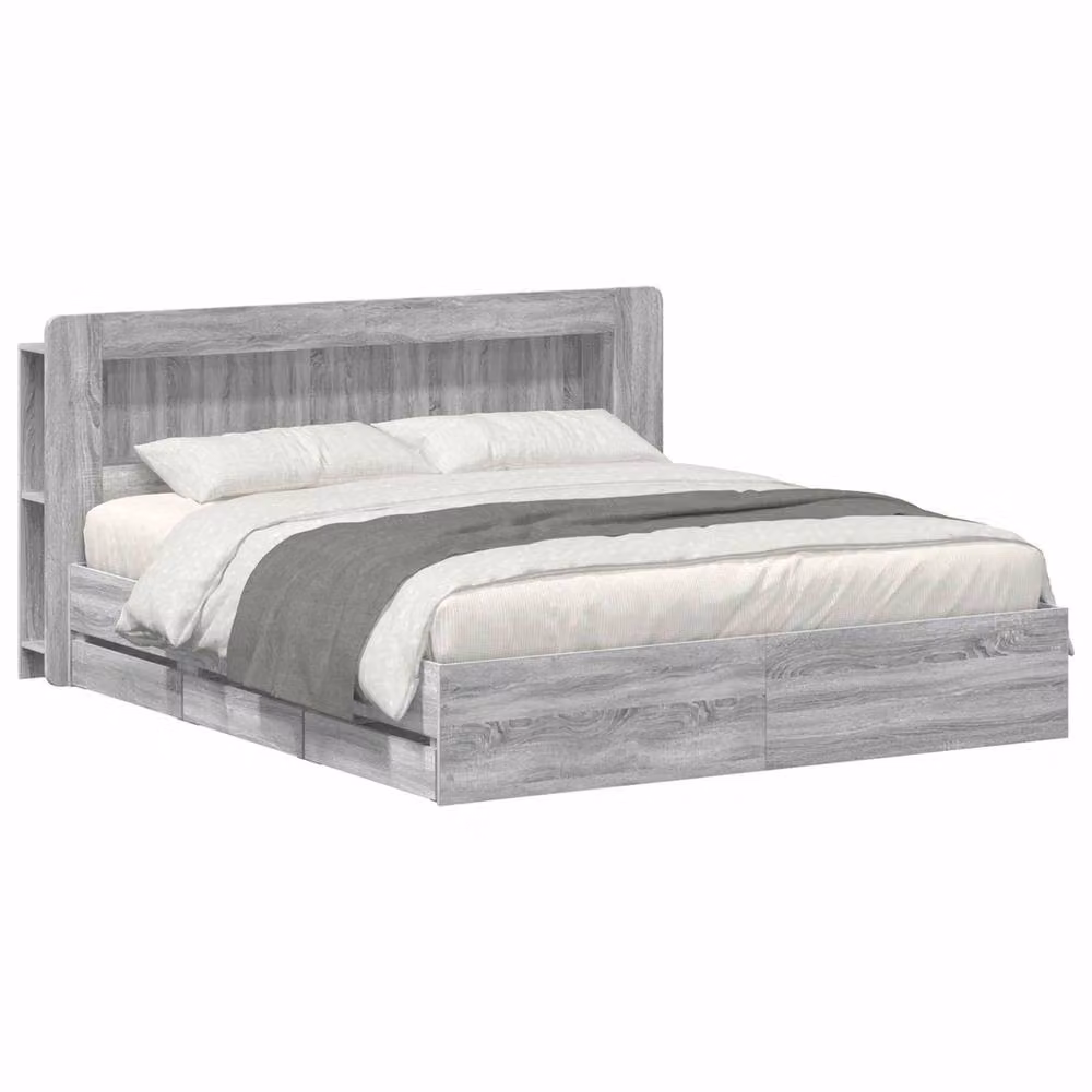 Berkfield Home Modern Bed Frame with Storage Drawers in Grey Sonoma, W/D/H: 180 x 200 cm, Engineered Wood – 2