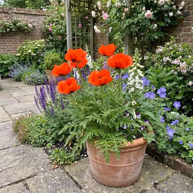 Plants by Post Papaver Oriental Brilliant Orange Poppy Perennial Plants, Pack of 6