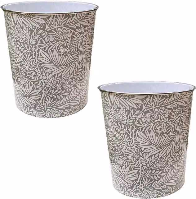 MantraRaj Pack of 2 Plastic Waste Baskets, 7.7L, Grey and Silver