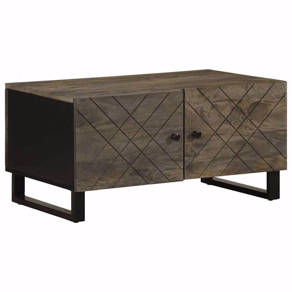 Berkfield Home Black Solid Mango Wood Coffee Table W/D/H: 80 x 50 x 40 cm – 2