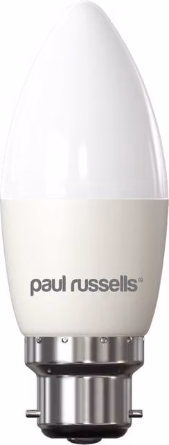 Paul Russells 6.5W LED Candle Bulb, B22, Warm White