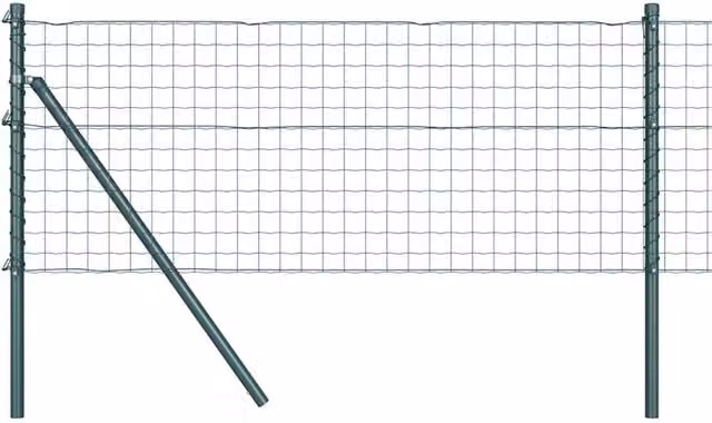 Berkfield Home Euro Fence with 7 Posts, Green Galvanised Steel, W: 10 m, H: 0.6 m