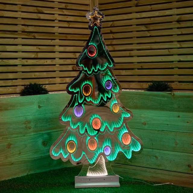 Samuel Alexander Infinity Light Up Christmas Tree Decoration with Multi-Coloured LEDs, Height: 120 cm, Width: 30 cm, Depth: 24 cm