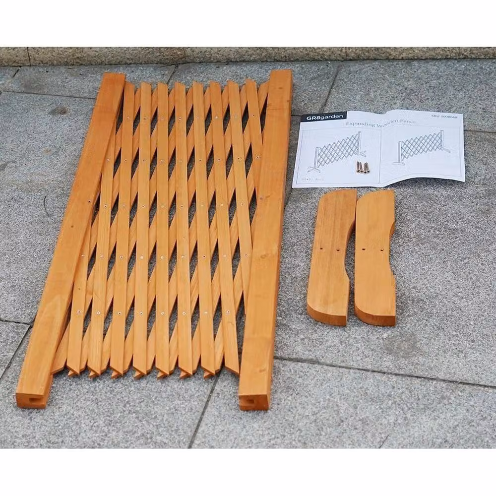 FLAVORA Brown Expanding Wooden Garden Screen Trellis Fence Paravent – 2