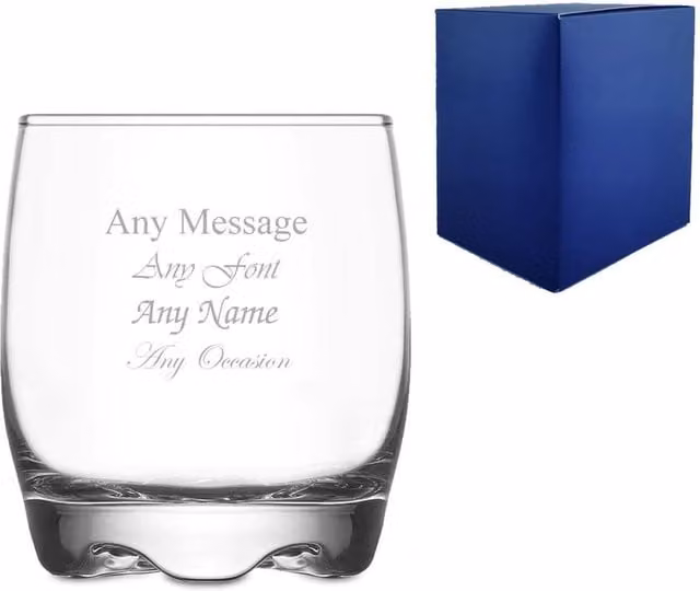Uniqueful Personalised LAV Adora Whisky Tumbler Glass, 290ml, Clear