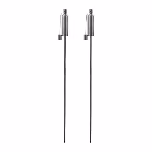 Harbour Housewares Metal Cylinder Garden Torches in Silver, Pack of 2, Height: 146 cm