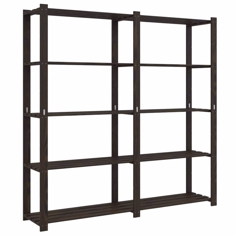 Berkfield Home Beautiful 5-Tier Solid Wood Pine Storage Rack, Black, H 170 x W 170 x D 38 cm – 3