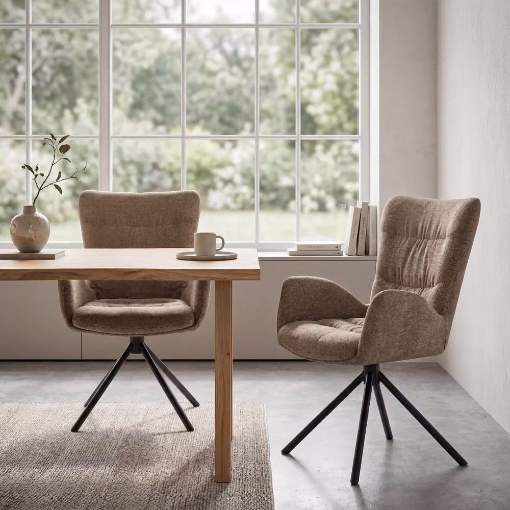 SONARA Set of 2 Luxury Brown Chenille Swivel Accent Chairs for Living Room or Home Office – 5