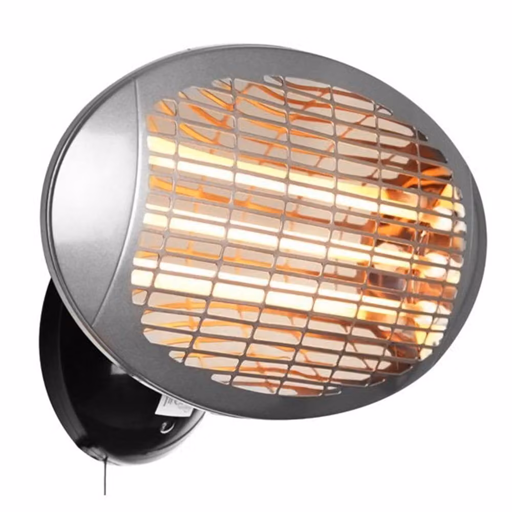 Primrose 2kW Quartz Bulb Wall Mounted Electric Patio Heater in Silver – 6