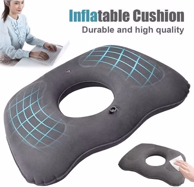 NESTLUNE Inflatable Orthopaedic Coccyx Seat Cushion Pillow in Grey, W/D/H: 190 x 100 x 1 cm
