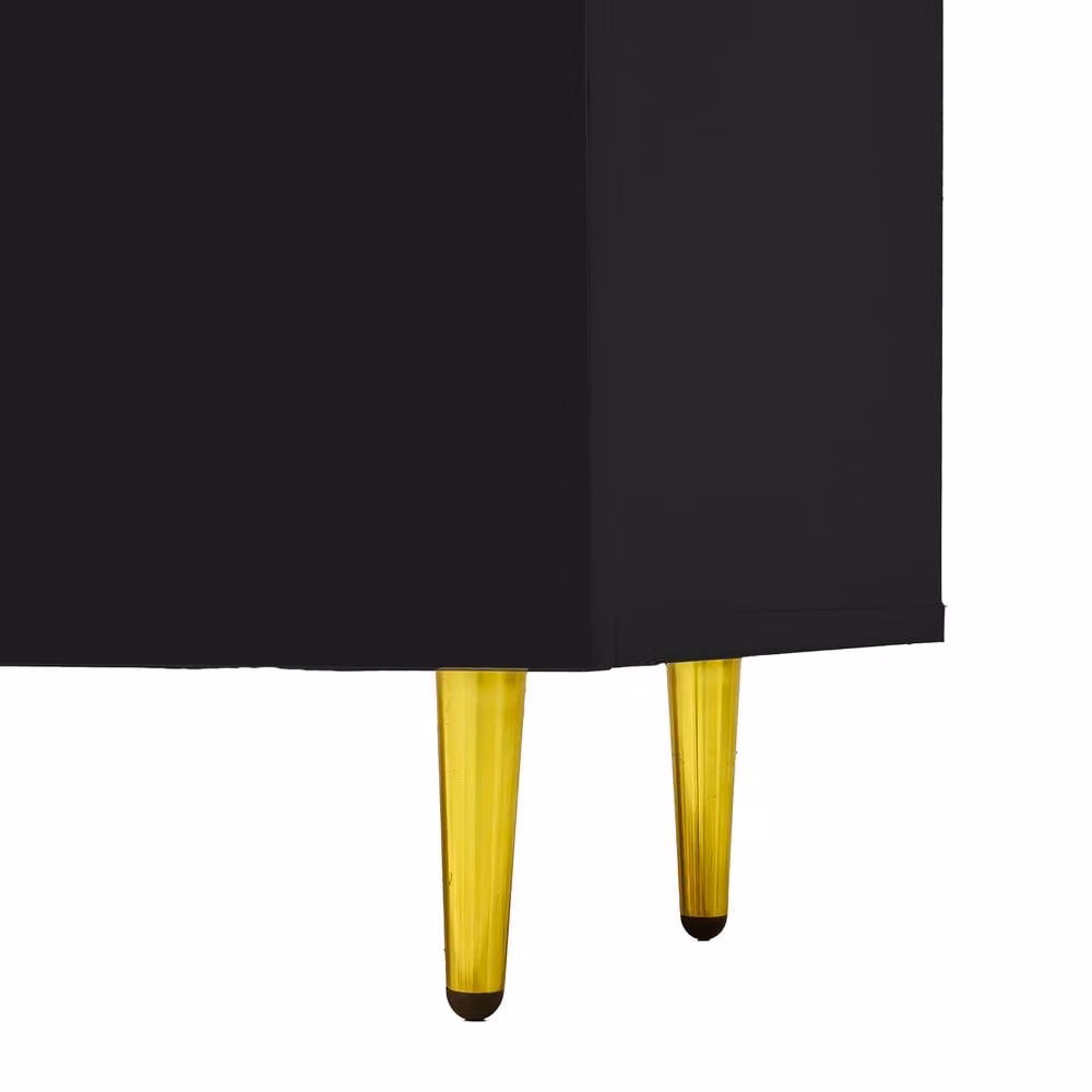 Merax Modern High Gloss Media TV Unit in Black and Gold with Four Doors, W: 170 cm, D: 35 cm, H: 46 cm – 5