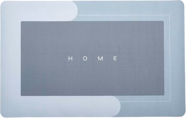 Garden Sanctuary Blue Oil Resistant Quick Drying Kitchen and Bathroom Rug, W: 50 cm, D: 80 cm