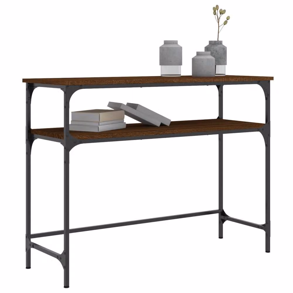 Berkfield Home Industrial Console Table in Brown Oak, W/D/H: 100 x 35.5 x 75 cm – 3