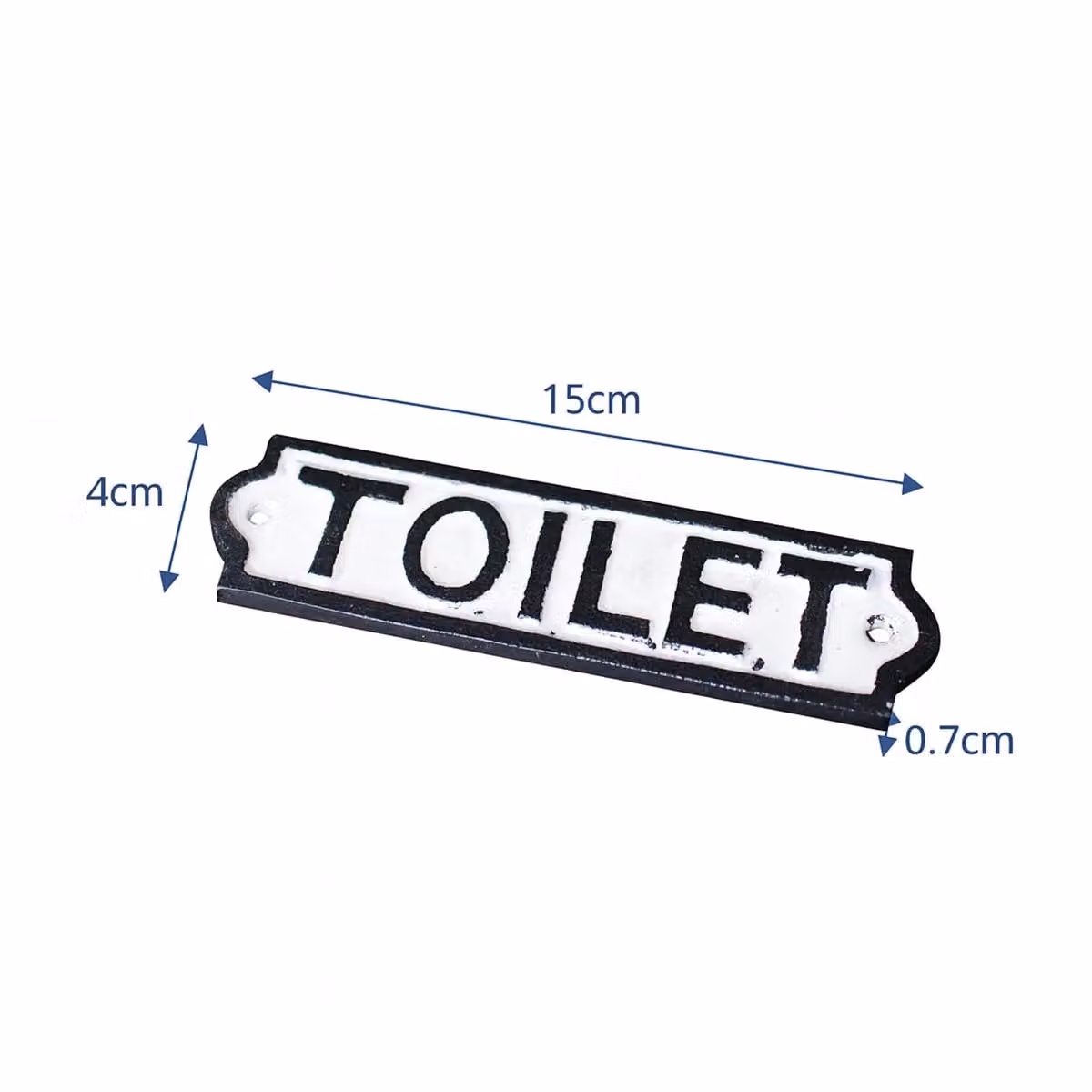 Melody Maison Vintage Black and White Metal Rectangular Wall Mounted Toilet Plaque – 2