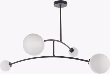 Perch & Parrow Natashah Opal Glass Black Semi-Flush Ceiling Light