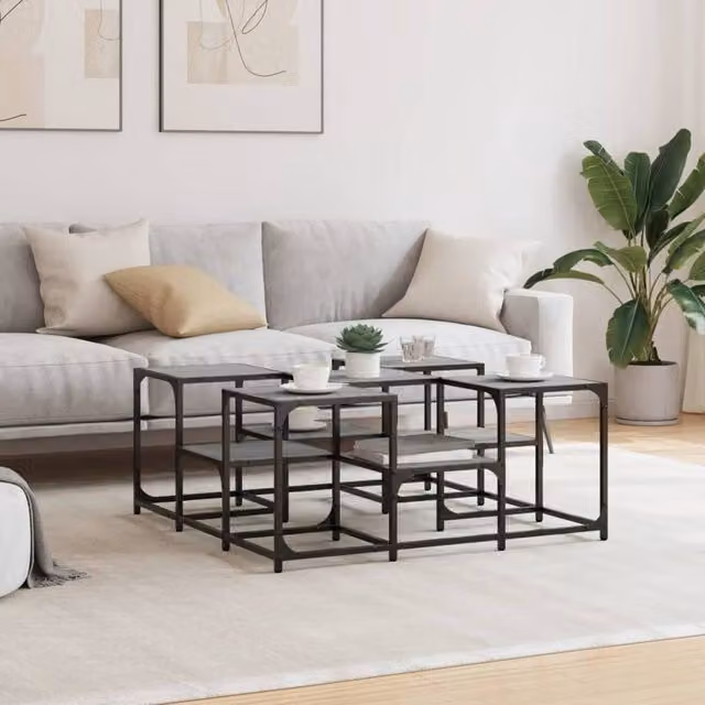 Berkfield Home Decorative Coffee Table in Grey Sonoma, W/D/H: 91 x 91 x 40 cm
