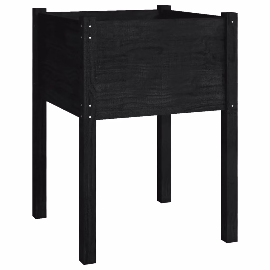 Berkfield Home Garden Ornamental Planter Tubs, 2 Pieces, Black, Solid Wood, W/D/H: 50 x 50 x 70 cm – 4