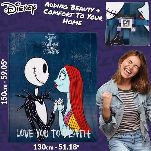 Disney The Nightmare Before Christmas Multicolour Fleece Blanket, W: 150 cm, D: 130 cm – 6