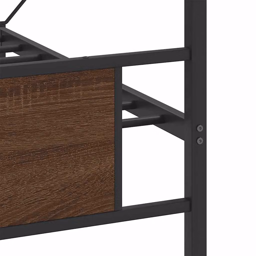 Berkfield Home Metal Bed Frame in Brown Oak, W: 160 cm, D: 200 cm – 4