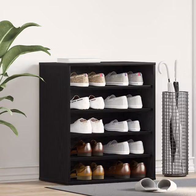 Berkfield Home Black Oak Shoe Cabinet, W: 60 cm, D: 35 cm, H: 70 cm