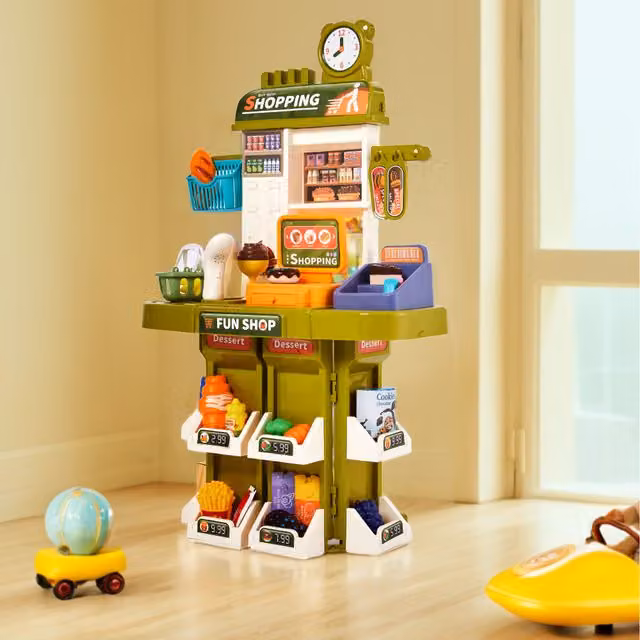 Livingandhome 38 Piece Supermarket Shopping Playset in Green