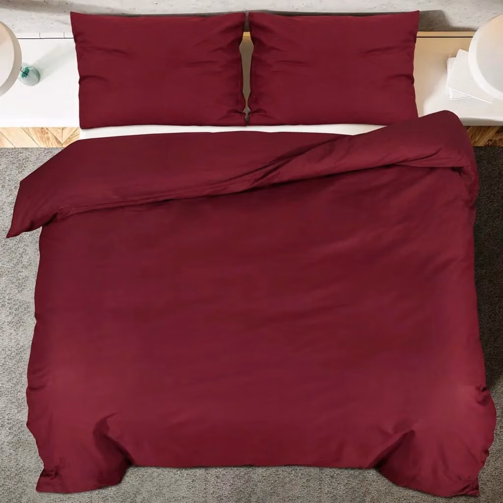 Berkfield Home Cotton Duvet Cover and Pillowcase Set in Red, W/D/H: 240 x 220 cm – 3