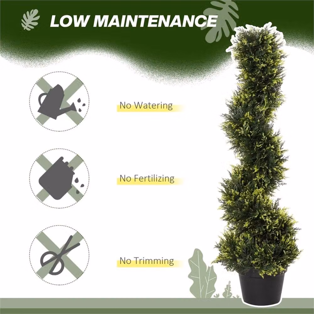 Nordara Set of 2 Green Artificial Spiral Topiary Trees, Height: 90 cm – 4