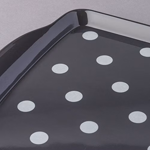 Zeal Melamine Dotty Mini Serving Tray with Handles, Grey, W: 18.0 cm x D: 14.0 cm x H: 2.0 cm – 4