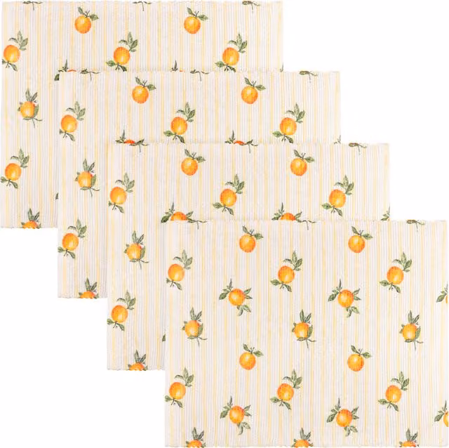 Make It A Home Striped Rectangular Indoor-Outdoor Placemats in Yellow and Multicolour