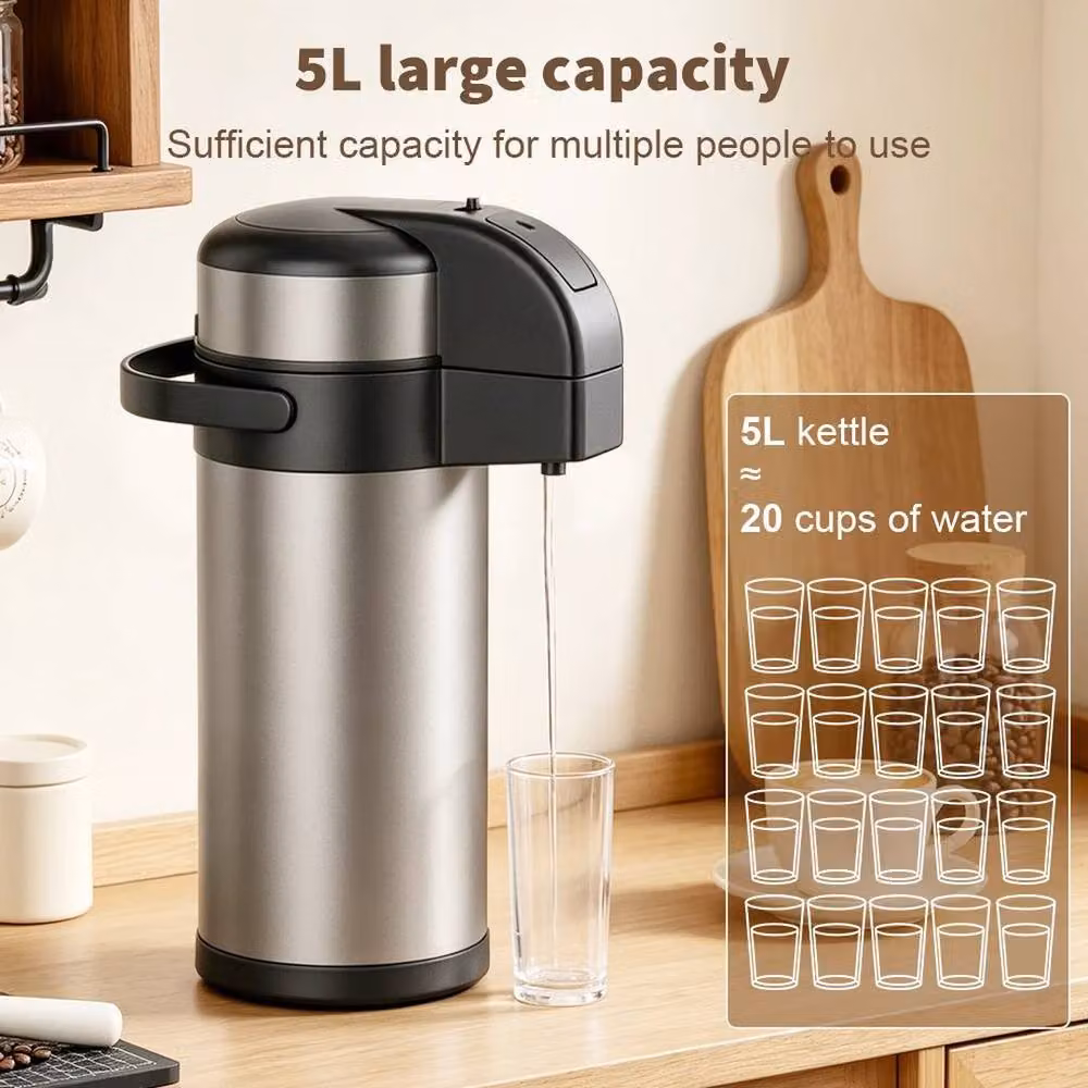 PAWNORA 5L Stainless Steel Pump Action Airpot in Silver – 4