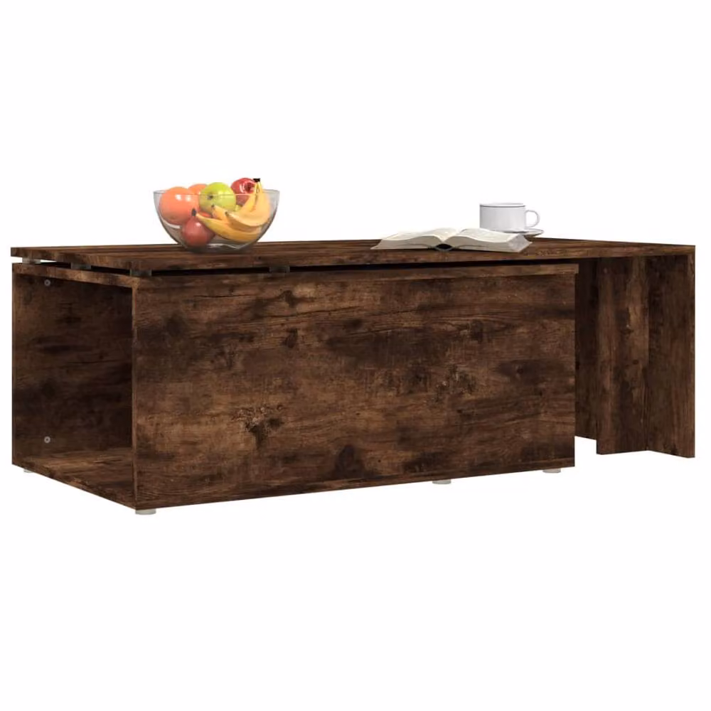 Berkfield Home Smoked Oak Coffee Table in Brown, W/D/H: 150 x 50 x 35 cm – 3