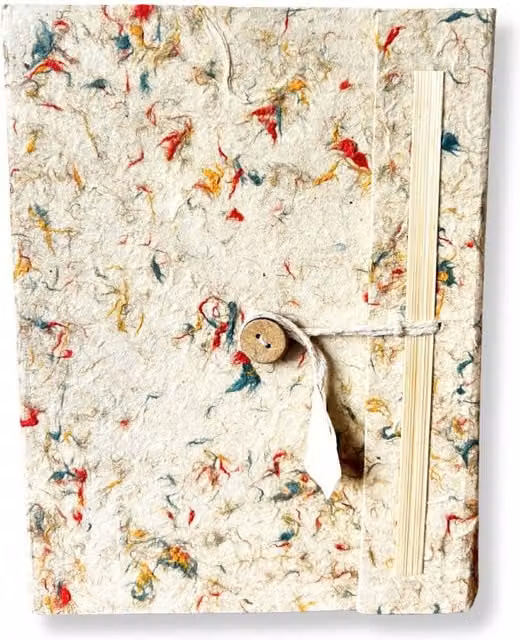 KDMK Large Eco Friendly Lokta Cotton Notebook with Bookmark in Off White