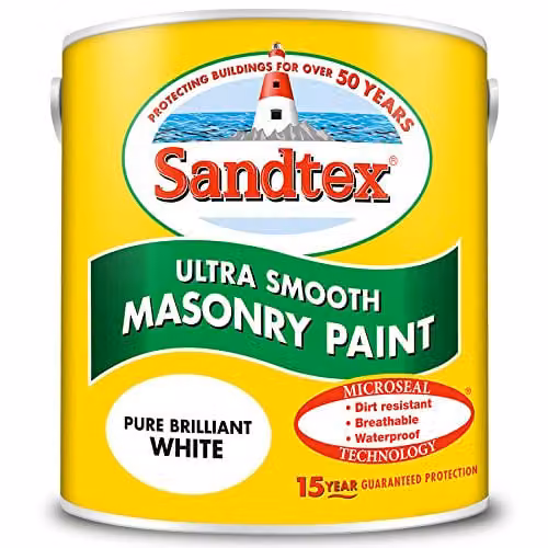 Sandtex Ultra Smooth Masonry Paint, Brilliant White, 2.5 l