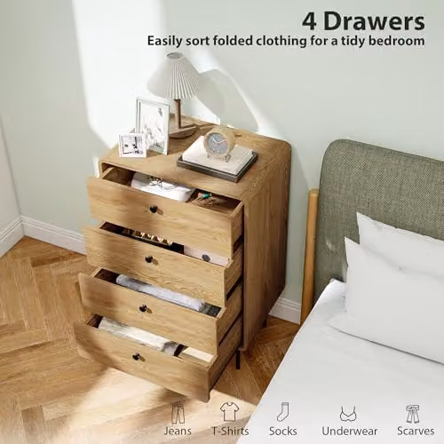 HOMCOM 4 Drawer Bedroom Chest of Drawers in Brown, W/D/H: 60 x 39 x 91.5 cm – 3
