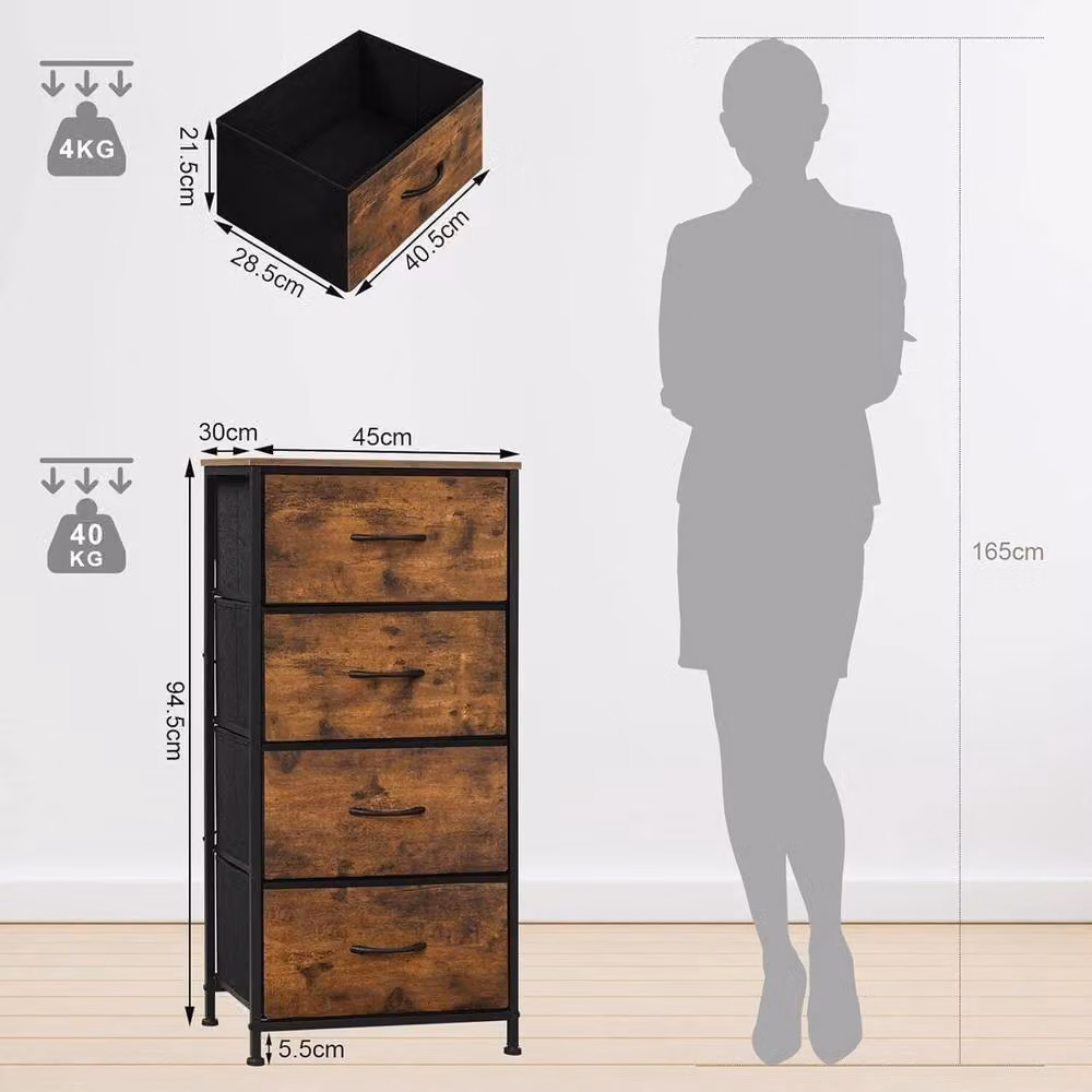 NESTLUNE Vintage Brown 4-Drawer Chest of Drawers – 5