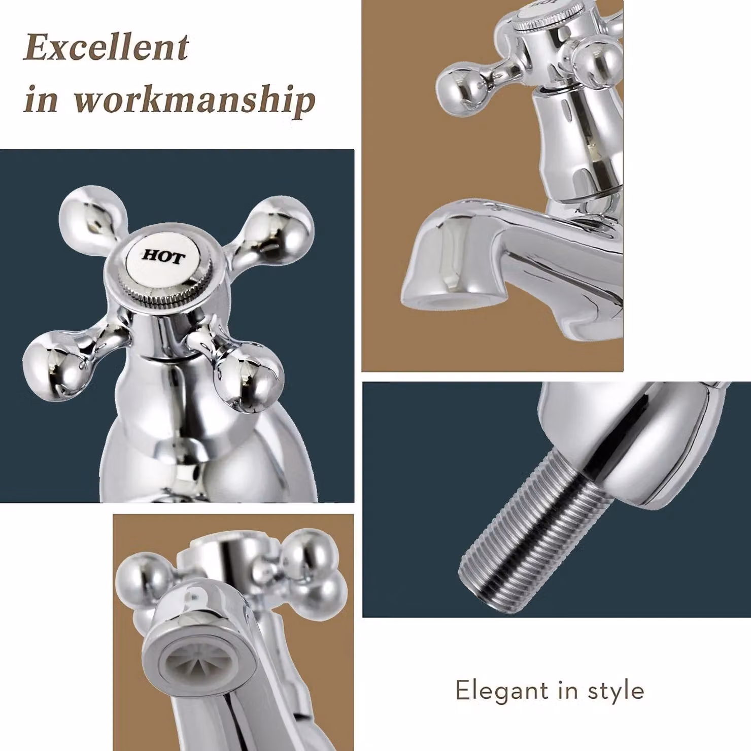 BATHWEST Victorian Two-Handle Basin Pillar Taps in Chrome Silver – 5