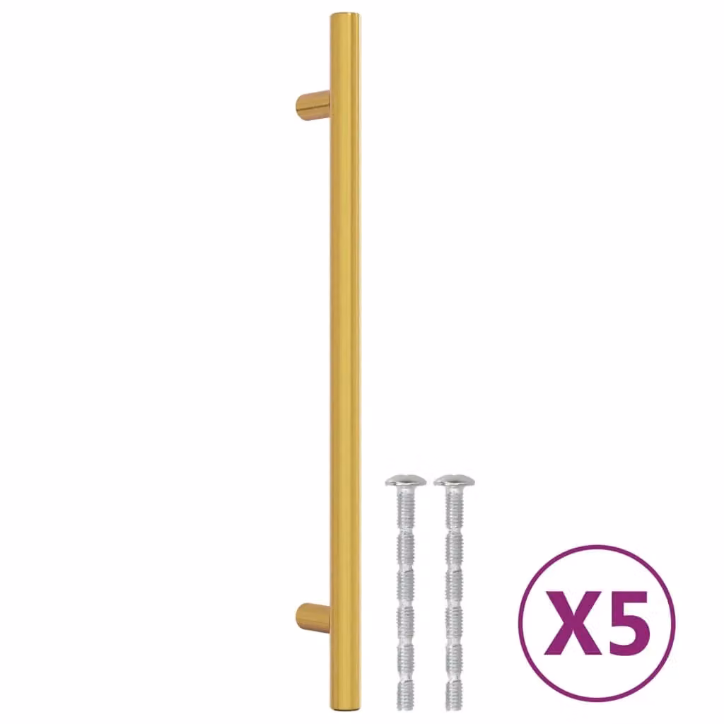Berkfield Home Gold Stainless Steel Bar Cabinet Handles, 5 Pack, Length: 192 mm – 2